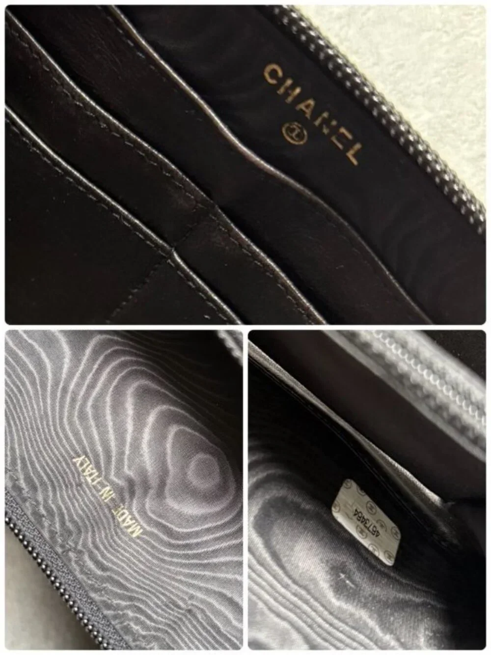 Chanel Round Zipper Long Wallet Coco Patent Leather Decacoco Black